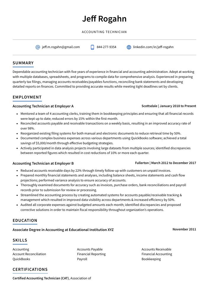 Accounting Technician Resume