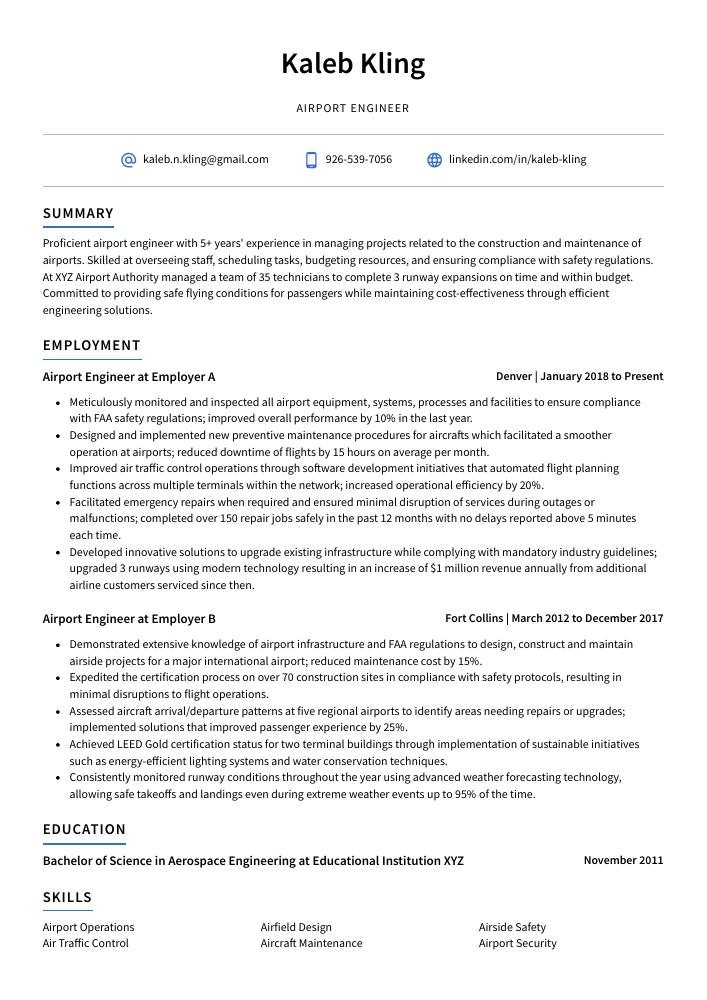 Airport Engineer Resume