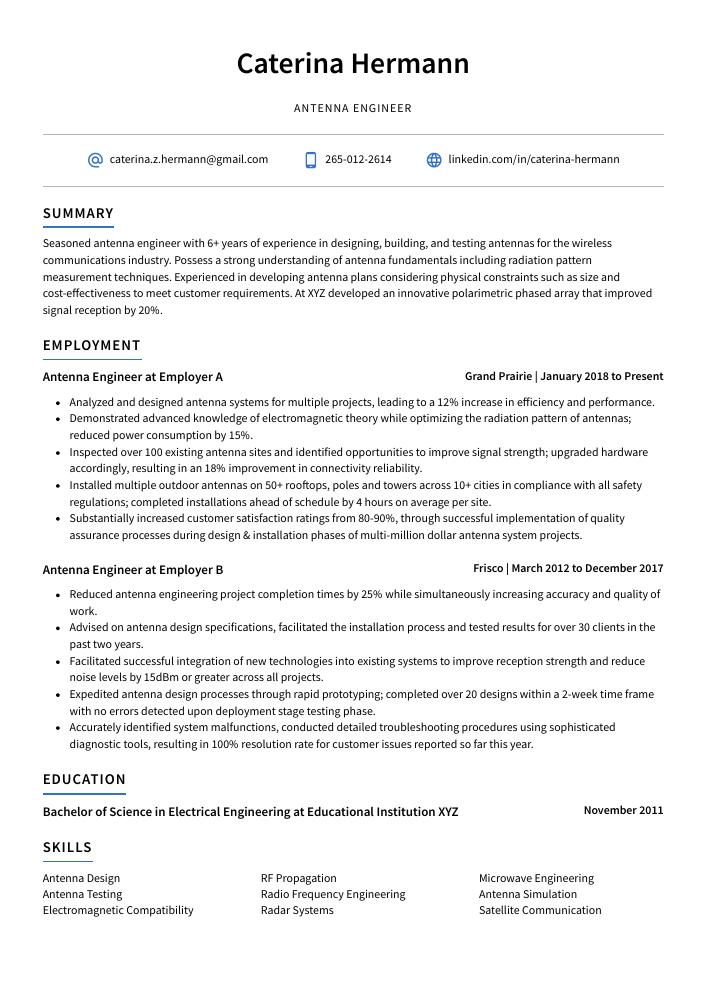 Antenna Engineer Resume