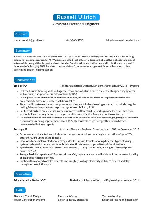 electrical assistant job description resume