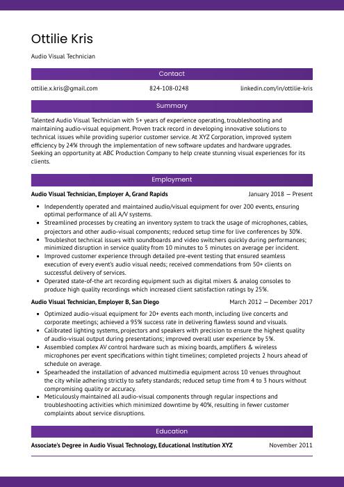 Audio Visual Technician Resume Cv Example And Writing Guide 4333