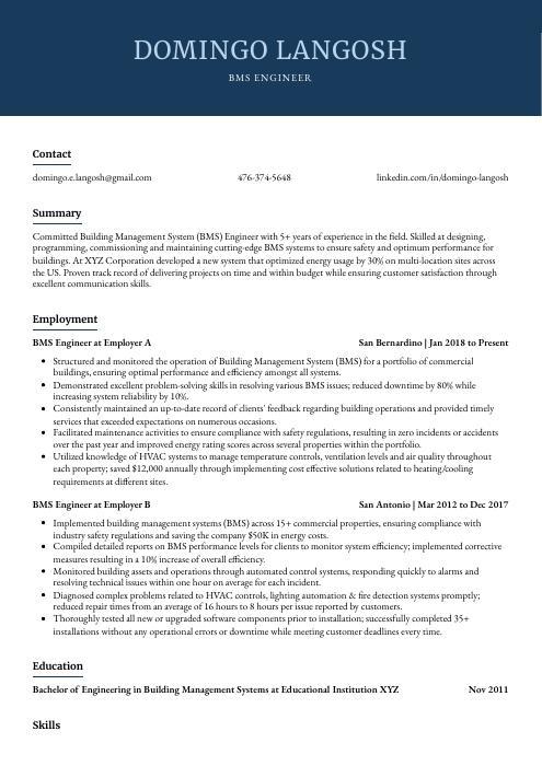 cover letter for bms engineer