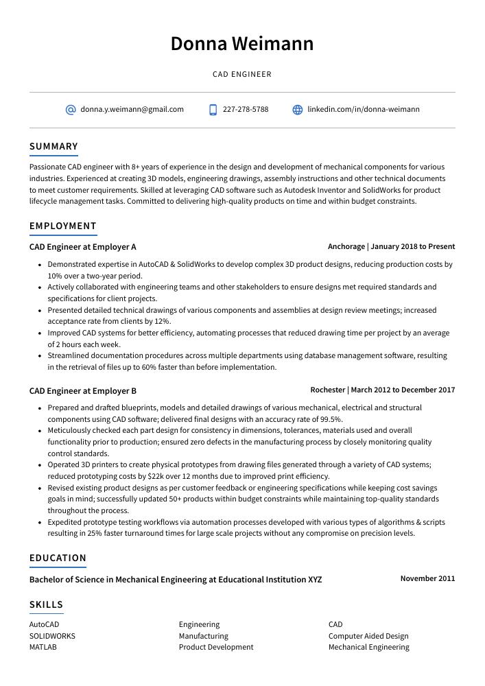 CAD Engineer Resume