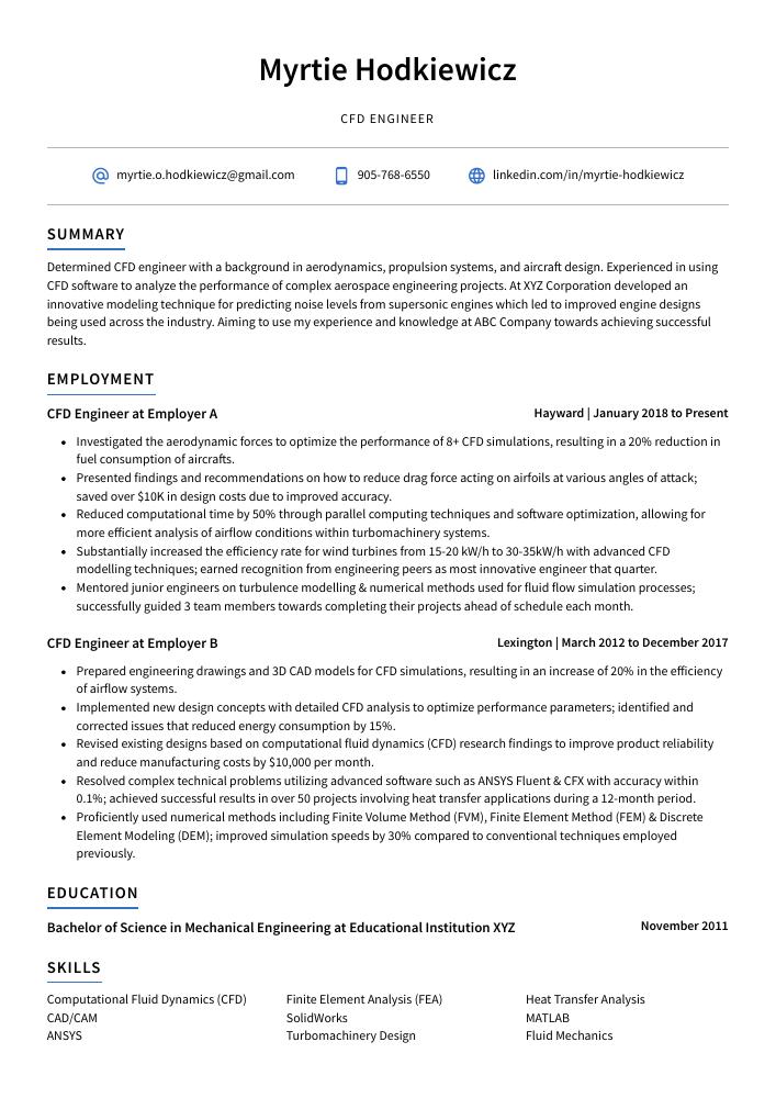 CFD Engineer Resume