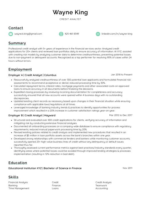 Credit Analyst Resume Cv Example And Writing Guide 1477