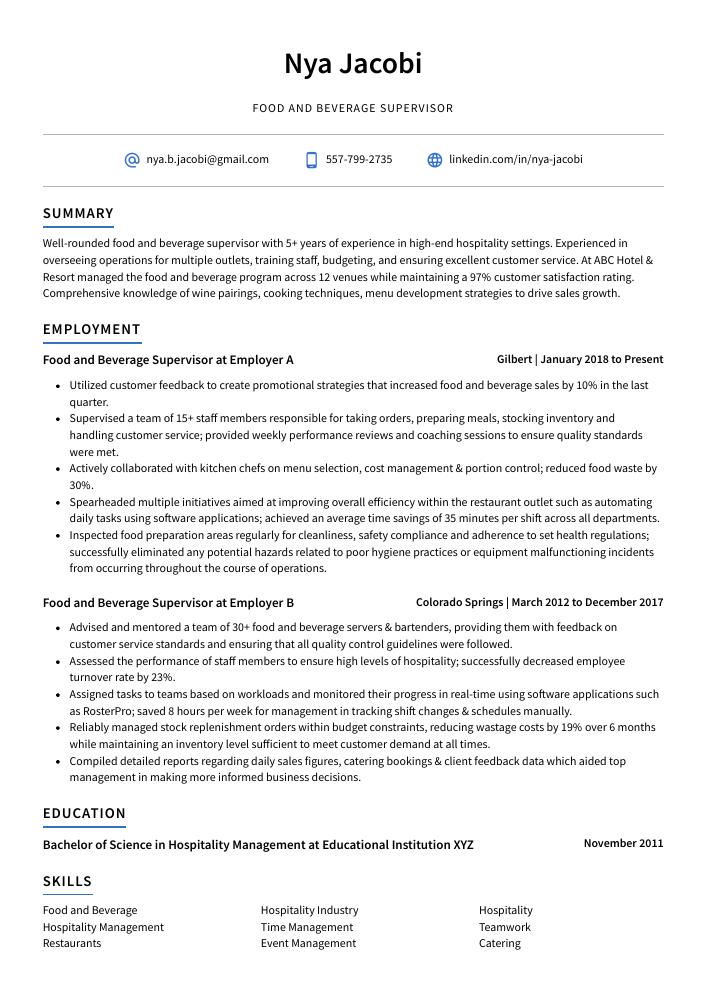 food-and-beverage-supervisor-resume-cv-example-and-writing-guide