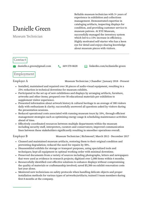 museum technician cover letter examples