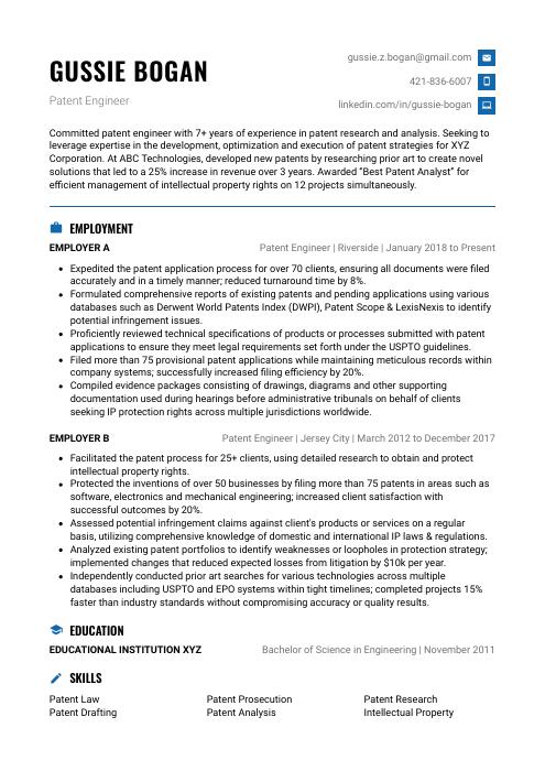 Patent Engineer Resume CV Example And Writing Guide   Patent Engineer Resume Template Echidna 