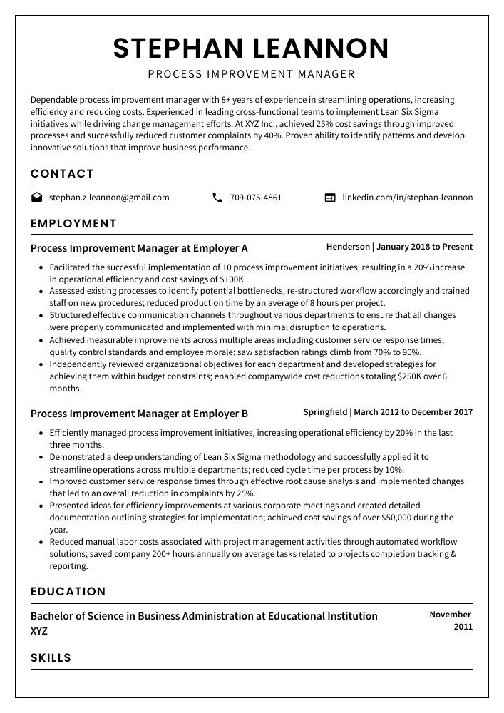 process-improvement-manager-resume-cv-example-and-writing-guide