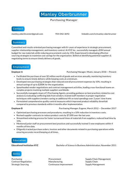 Purchasing Manager Resume CV Example And Writing Guide   Purchasing Manager Resume Template Kinkajou 