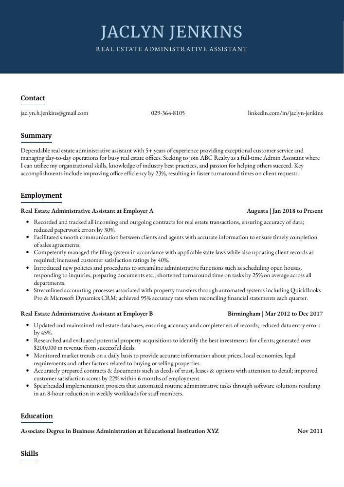 real estate assistant job description for resume
