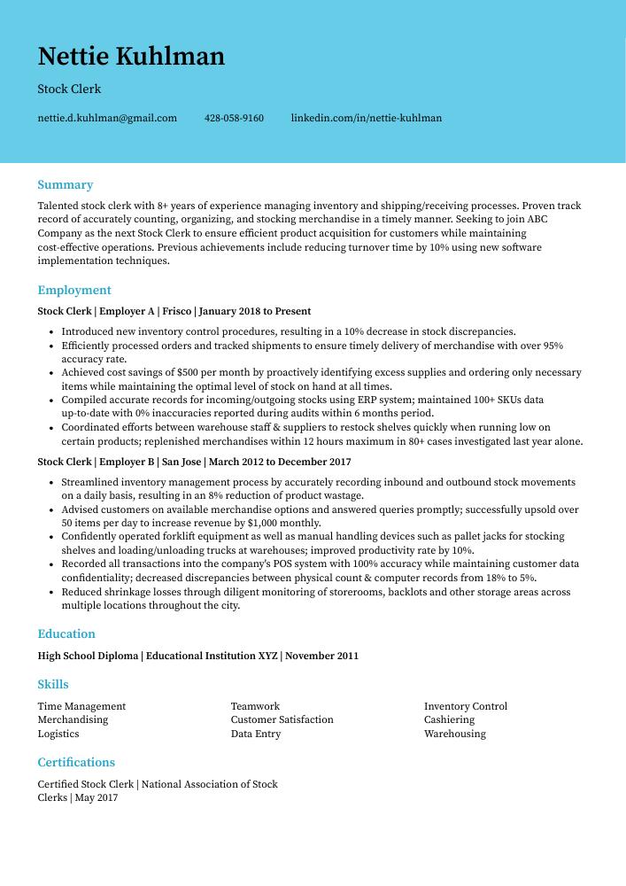 stock-clerk-resume-cv-example-and-writing-guide