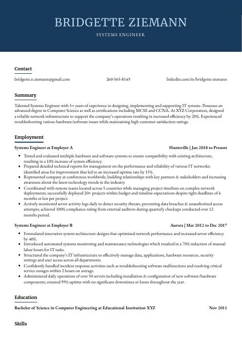 Systems Engineer Resume CV Example And Writing Guide   Systems Engineer Resume Template Bonobo 