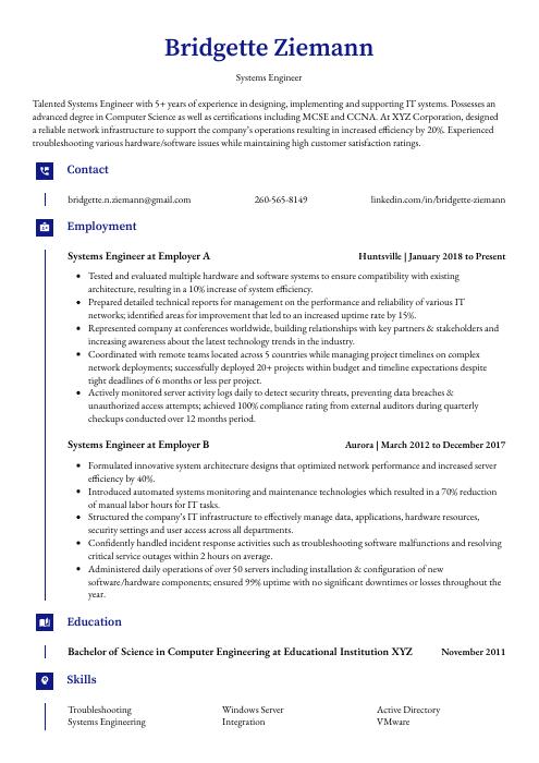 Systems Engineer Resume CV Example And Writing Guide   Systems Engineer Resume Template Gharial 