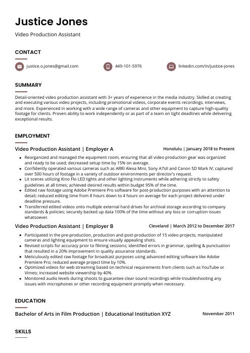 production assistant resume template